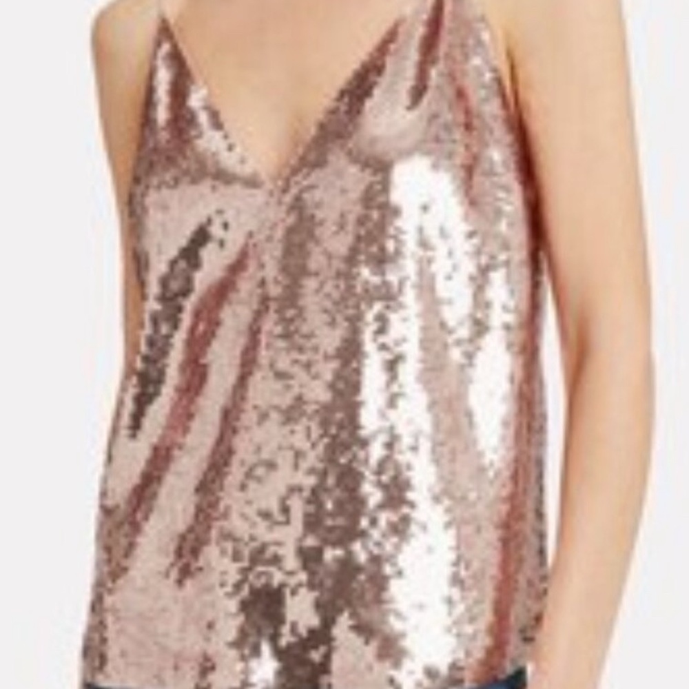 NWT Veronica Beard Rose Gold Sequin Tank Top